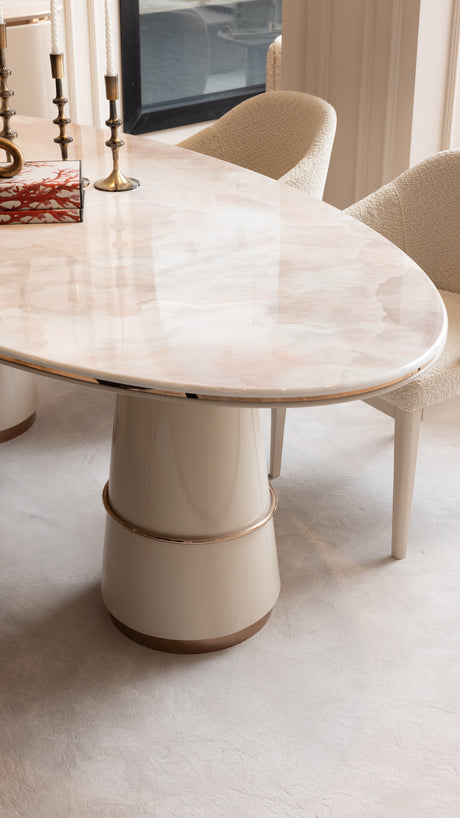 Opulenze Cream and Rose Gold Dining Set from Luna Luxury - Luna Furniture