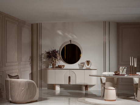 Opulenze Cream and Rose Gold Dining Set from Luna Luxury - Luna Furniture