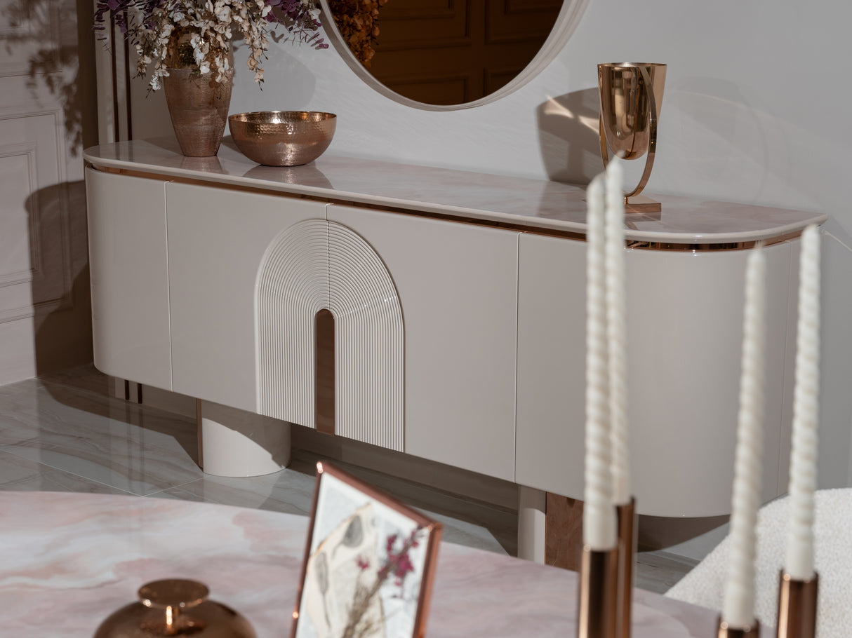 Opulenze Cream and Rose Gold Dining Set from Luna Luxury - Luna Furniture