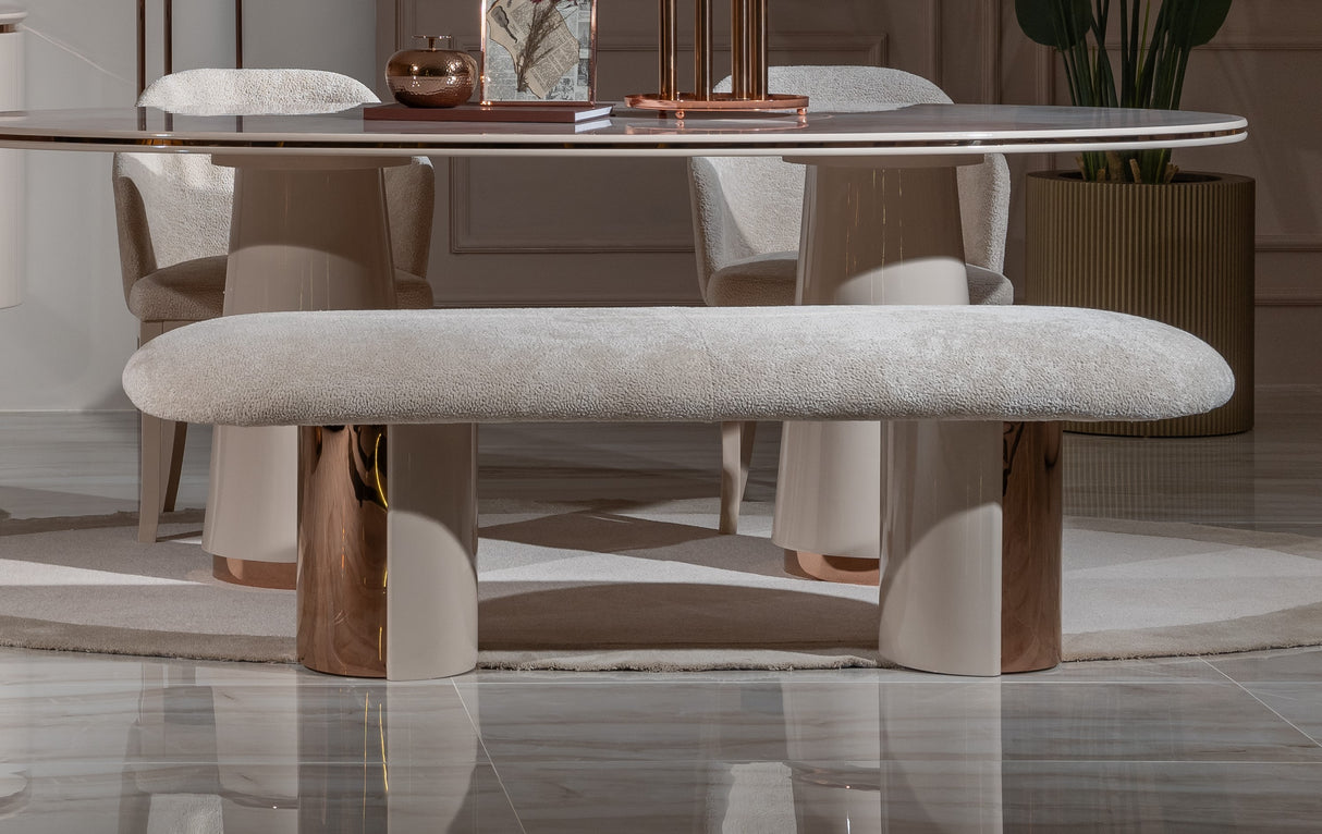 Opulenze Cream and Rose Gold Dining Set from Luna Luxury - Luna Furniture