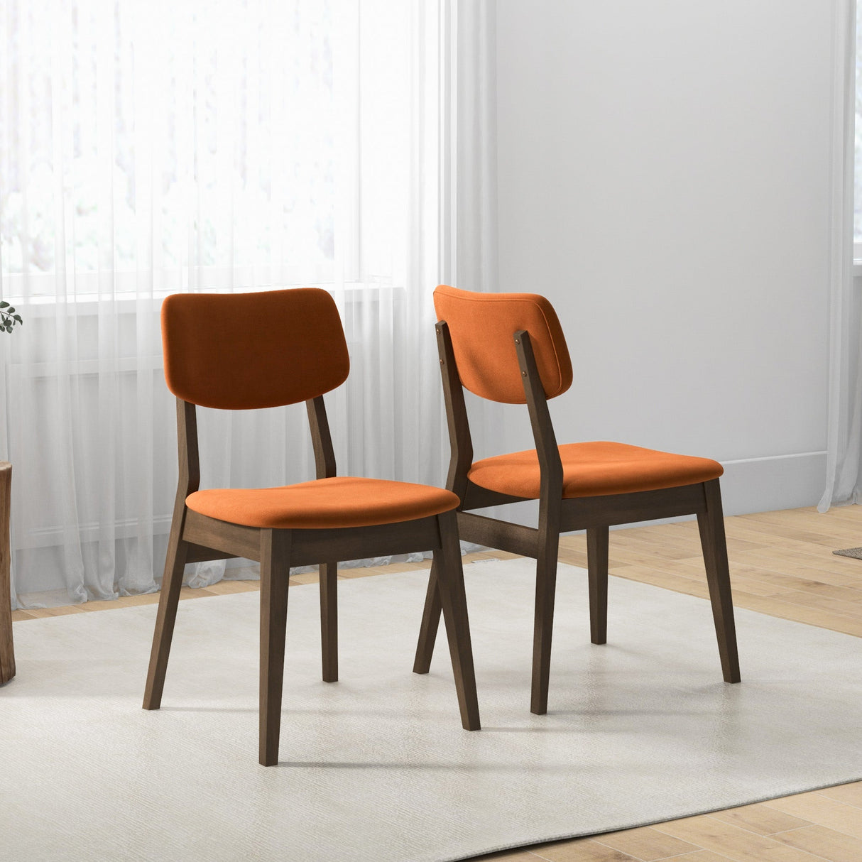 Carlos Burnt Orange Velvet Solid Back Side Chair (Set Of 2) from Ashcroft Furniture - Luna Furniture