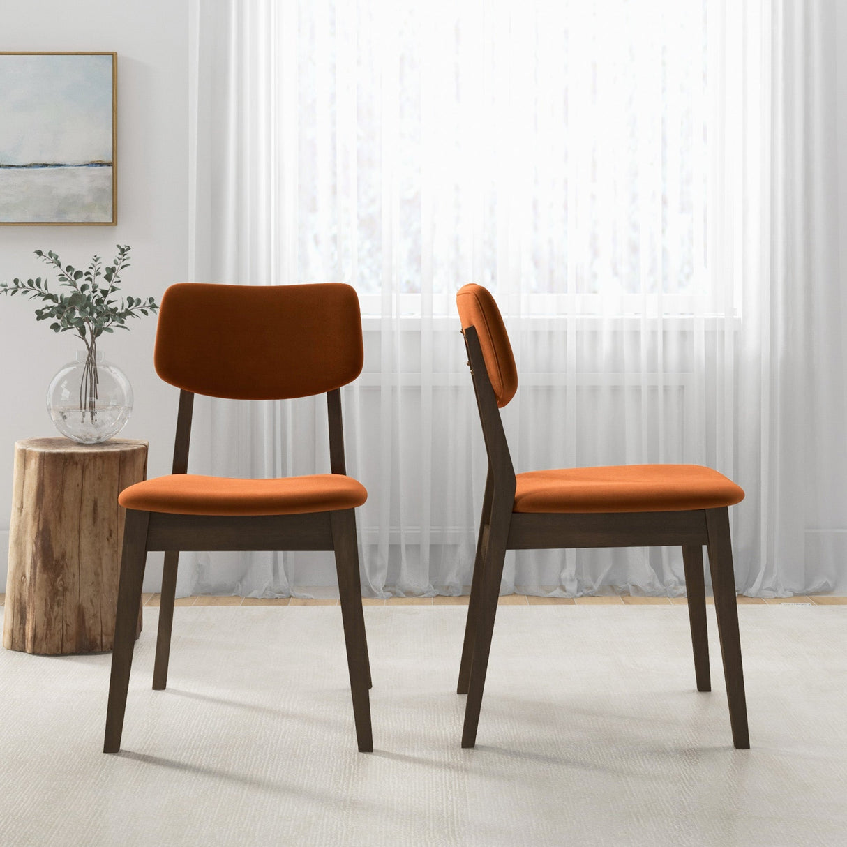 Carlos Burnt Orange Velvet Solid Back Side Chair (Set Of 2) from Ashcroft Furniture - Luna Furniture