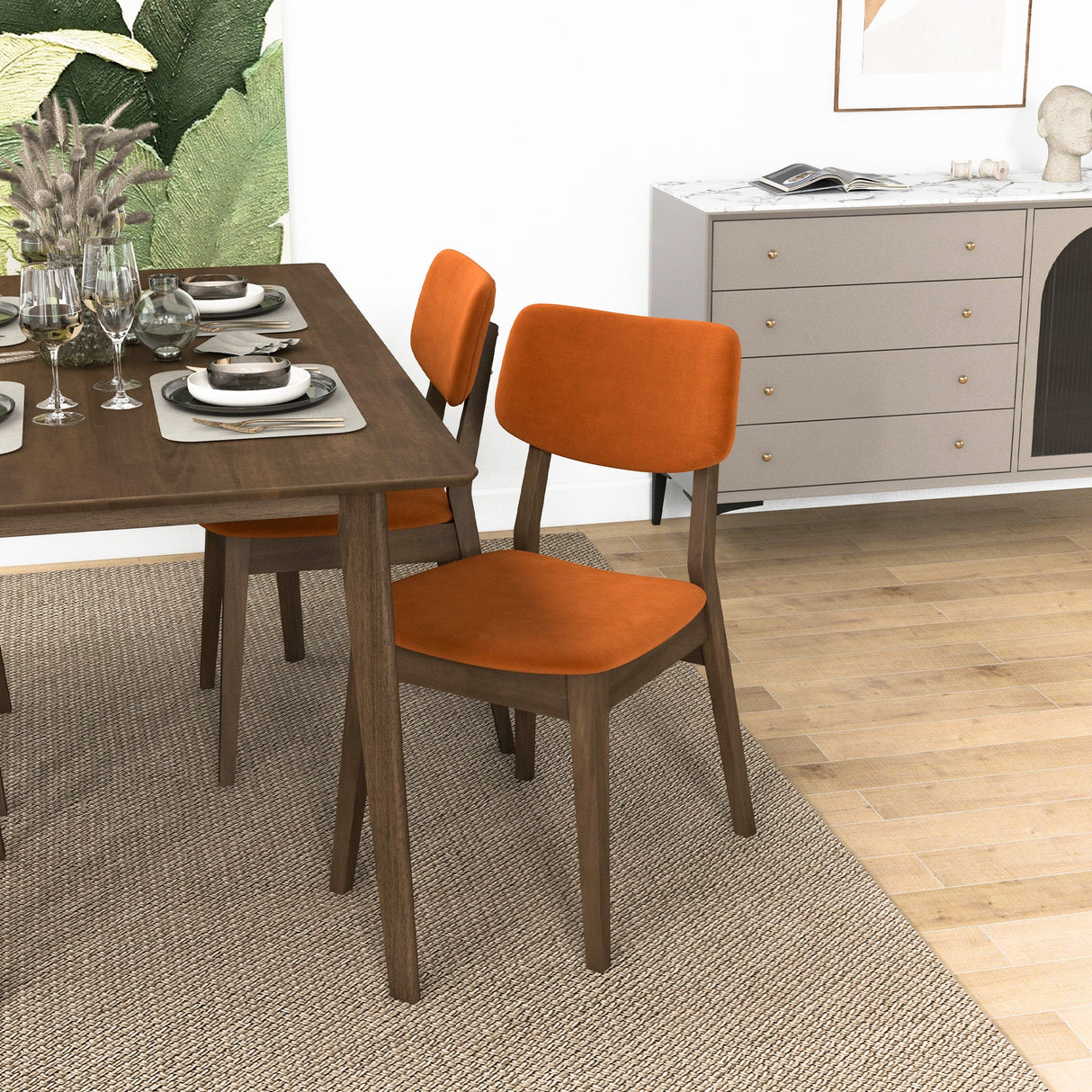 Carlos Burnt Orange Velvet Solid Back Side Chair (Set Of 2) from Ashcroft Furniture - Luna Furniture