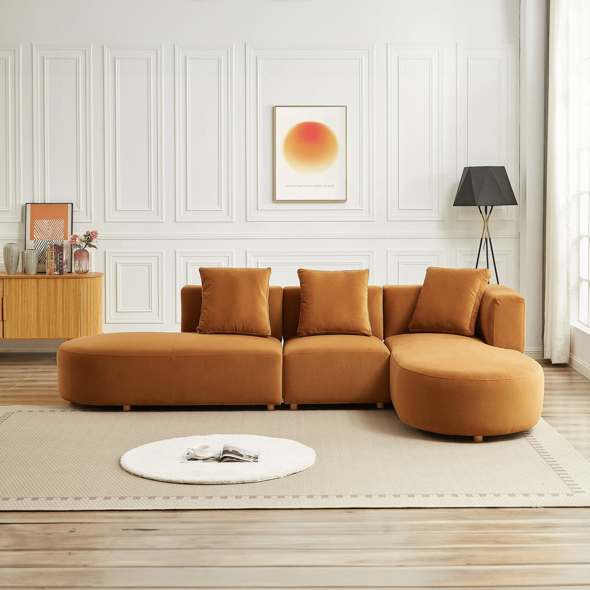 Orby Tan Velvet RAF Sectional Sofa from Ashcroft Furniture - Luna Furniture