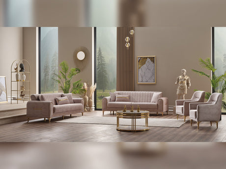Orion 3-pieces (Sofa & Loveseat & Chair) Livingroom Set in Cream from Furnia - Luna Furniture