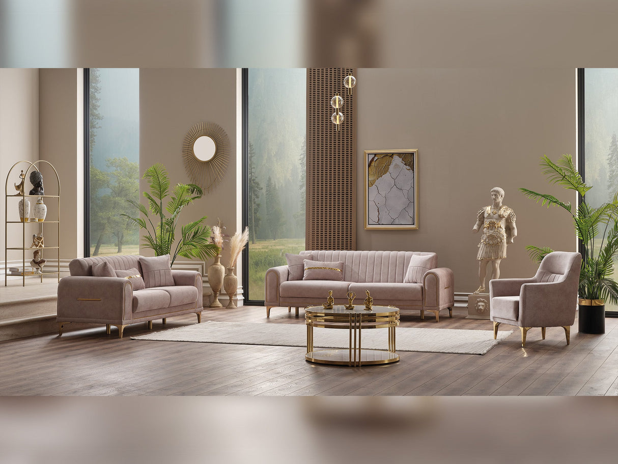Orion 3-pieces (Sofa & Loveseat & Chair) Livingroom Set in Cream from Furnia - Luna Furniture