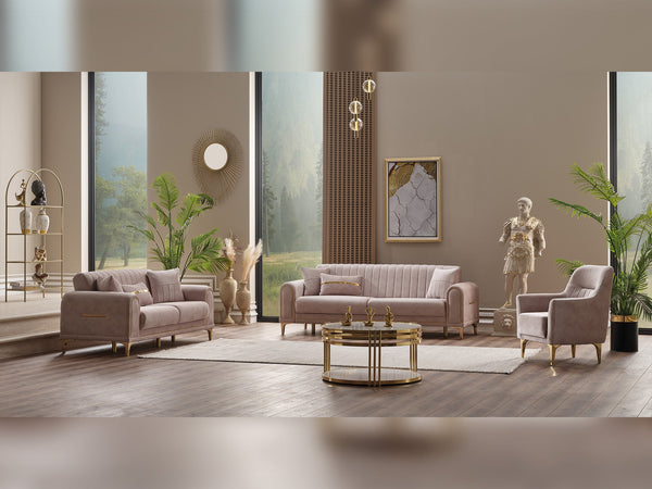 Orion 3-pieces (Sofa & Loveseat & Chair) Livingroom Set in Cream