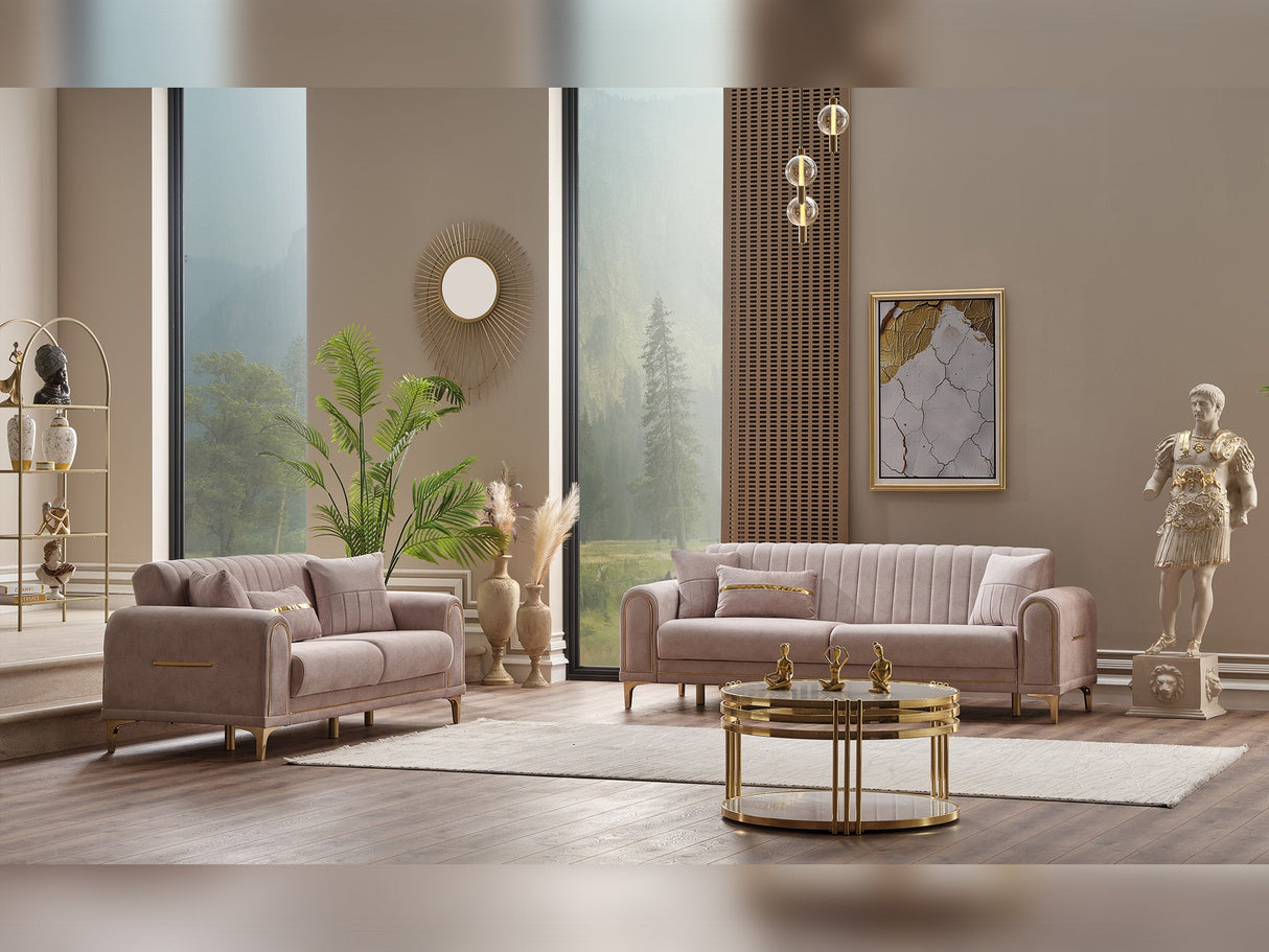 Orion 3-pieces (Sofa & Loveseat & Chair) Livingroom Set in Cream from Furnia - Luna Furniture