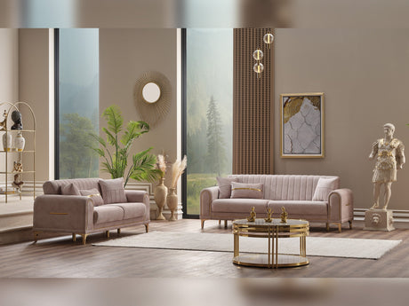 Orion 3-pieces (Sofa & Loveseat & Chair) Livingroom Set in Cream from Furnia - Luna Furniture