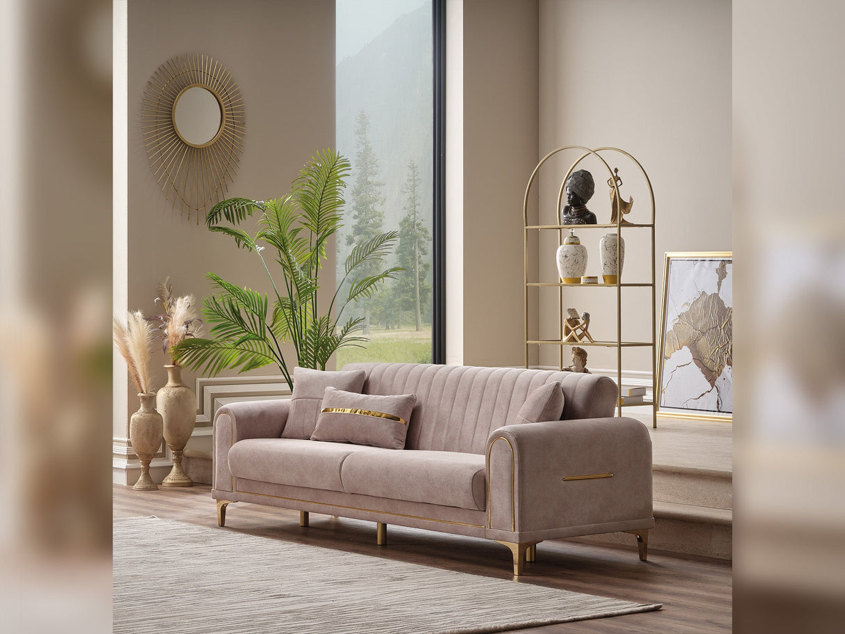 Orion 3-pieces (Sofa & Loveseat & Chair) Livingroom Set in Cream from Furnia - Luna Furniture