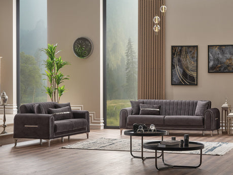 Orion 3-pieces (Sofa & Loveseat & Chair) Livingroom Set in Grey from Furnia - Luna Furniture