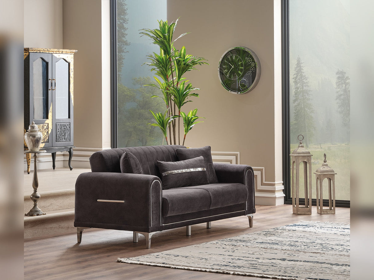 Orion Convertible Loveseat in Grey from Furnia - Luna Furniture