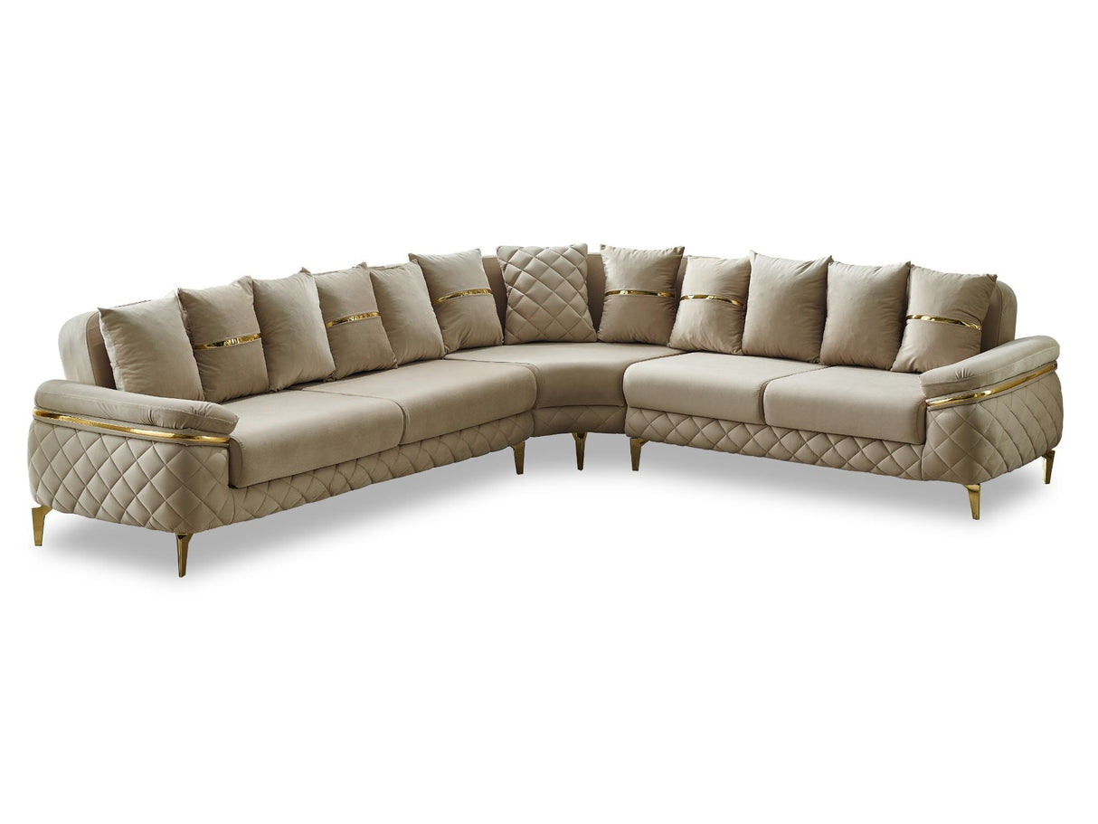 Orlando Convertible Sectional Sofa in Beige from Furnia - Luna Furniture