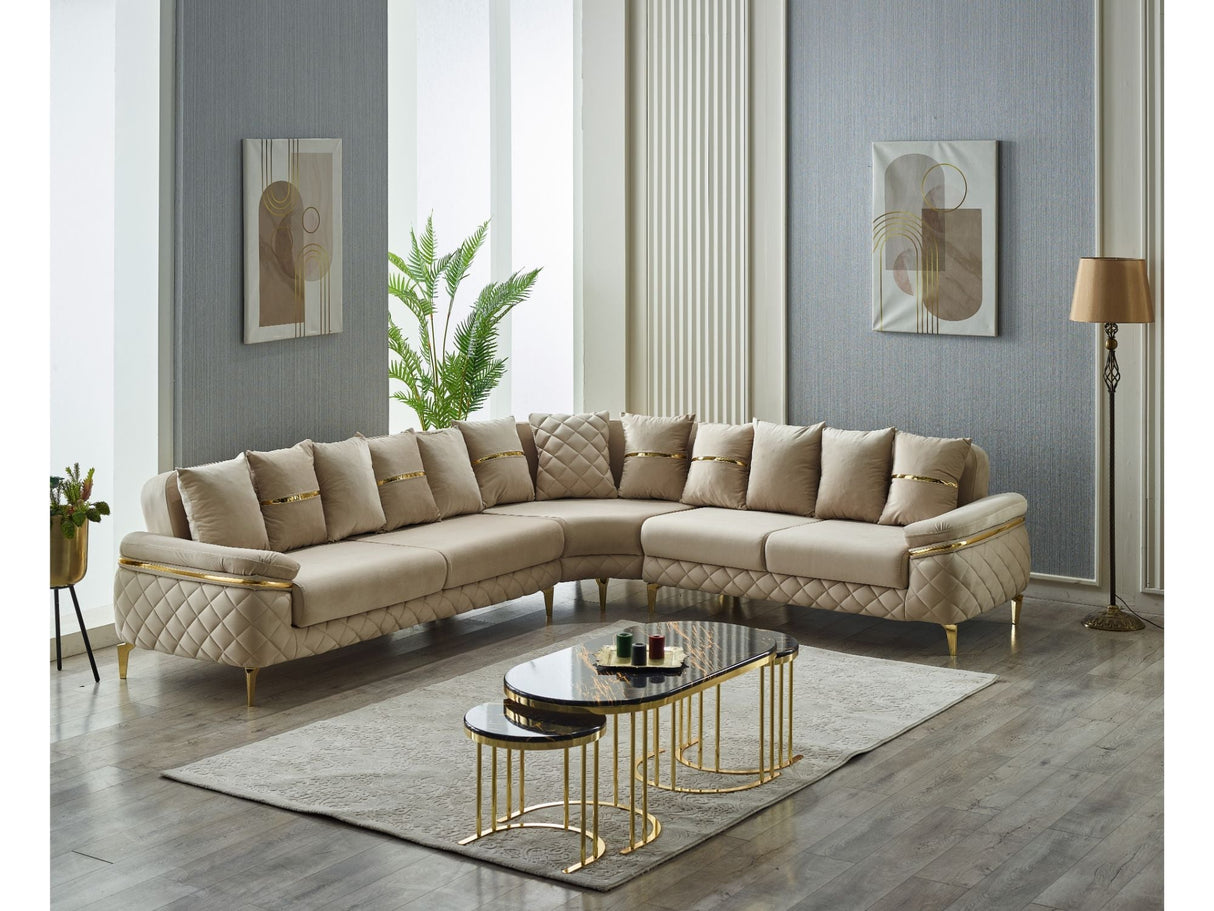 Orlando Convertible Sectional Sofa in Beige from Furnia - Luna Furniture