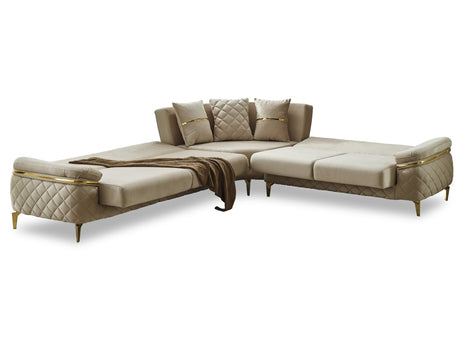 Orlando Convertible Sectional Sofa in Beige from Furnia - Luna Furniture