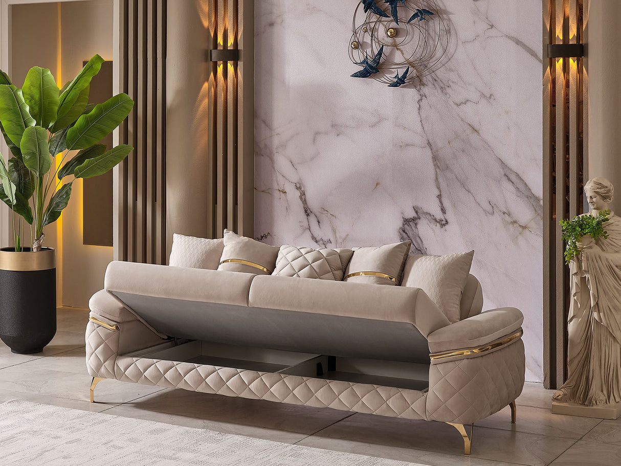 Orlando Beige Convertible Sofa from Furnia - Luna Furniture