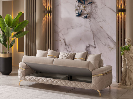 Orlando Beige Convertible Sofa from Furnia - Luna Furniture