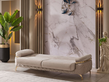 Orlando Beige Convertible Sofa from Furnia - Luna Furniture