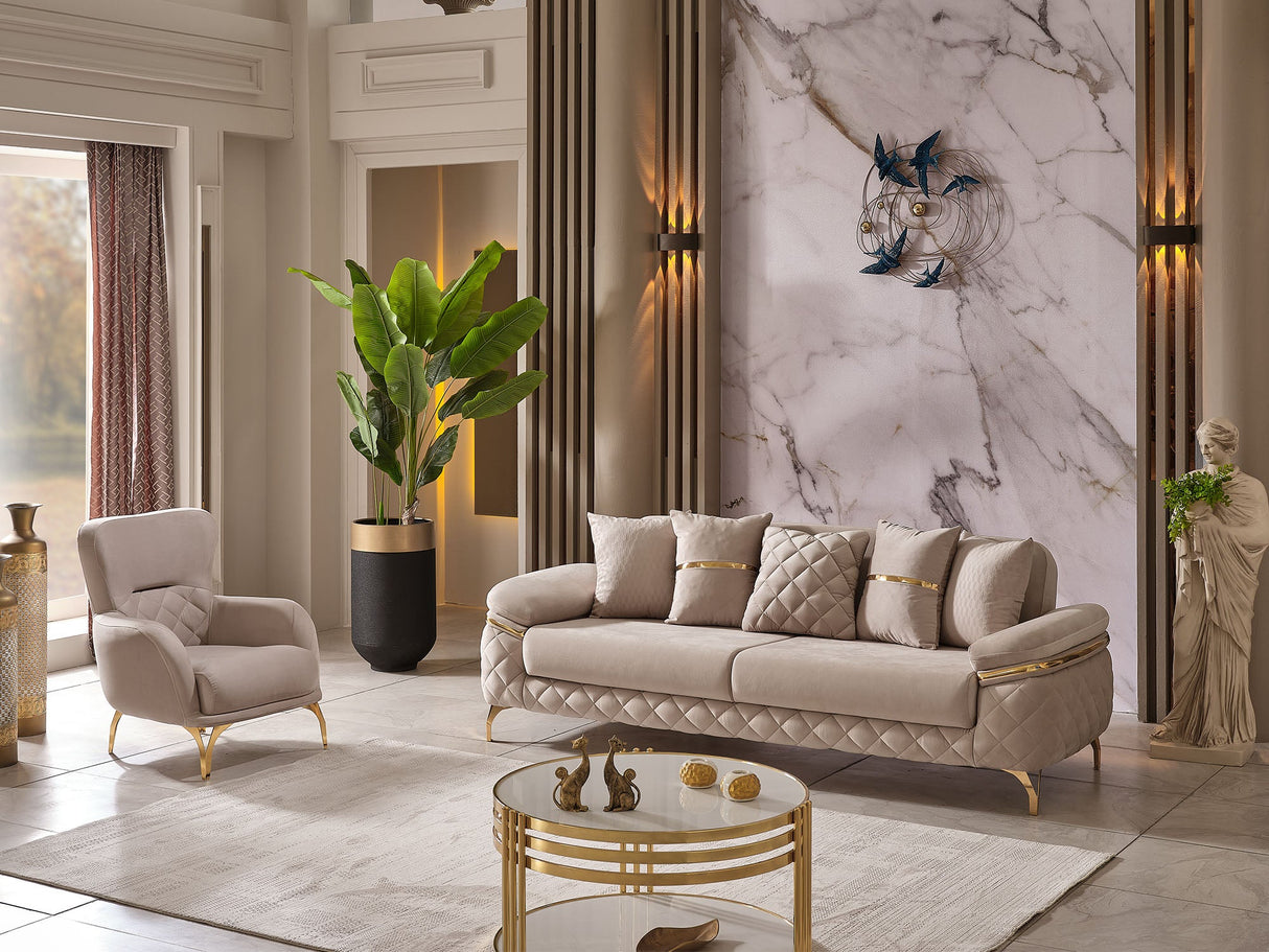 Orlando Beige Convertible Sofa from Furnia - Luna Furniture