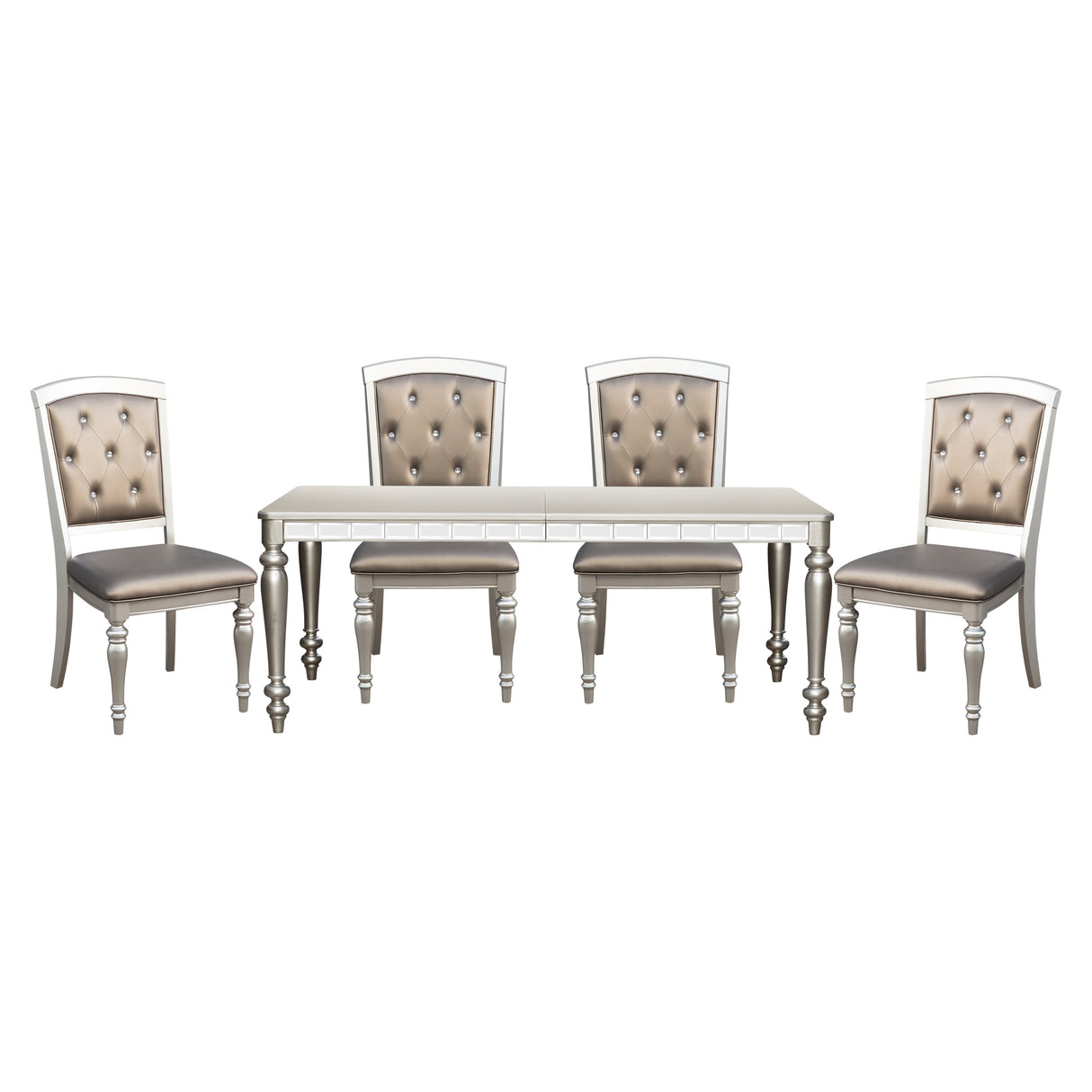 Orsina Silver Mirrored 5-Piece 96" Extendable Dining Set from Homelegance - Luna Furniture