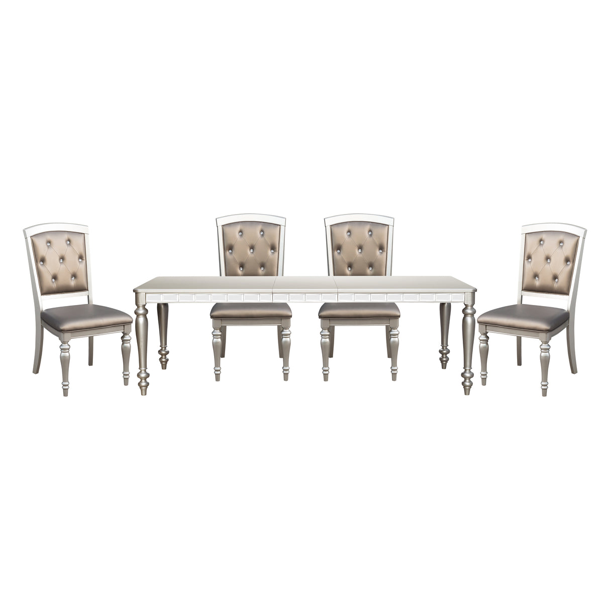 Orsina Silver Mirrored 5-Piece 96" Extendable Dining Set from Homelegance - Luna Furniture