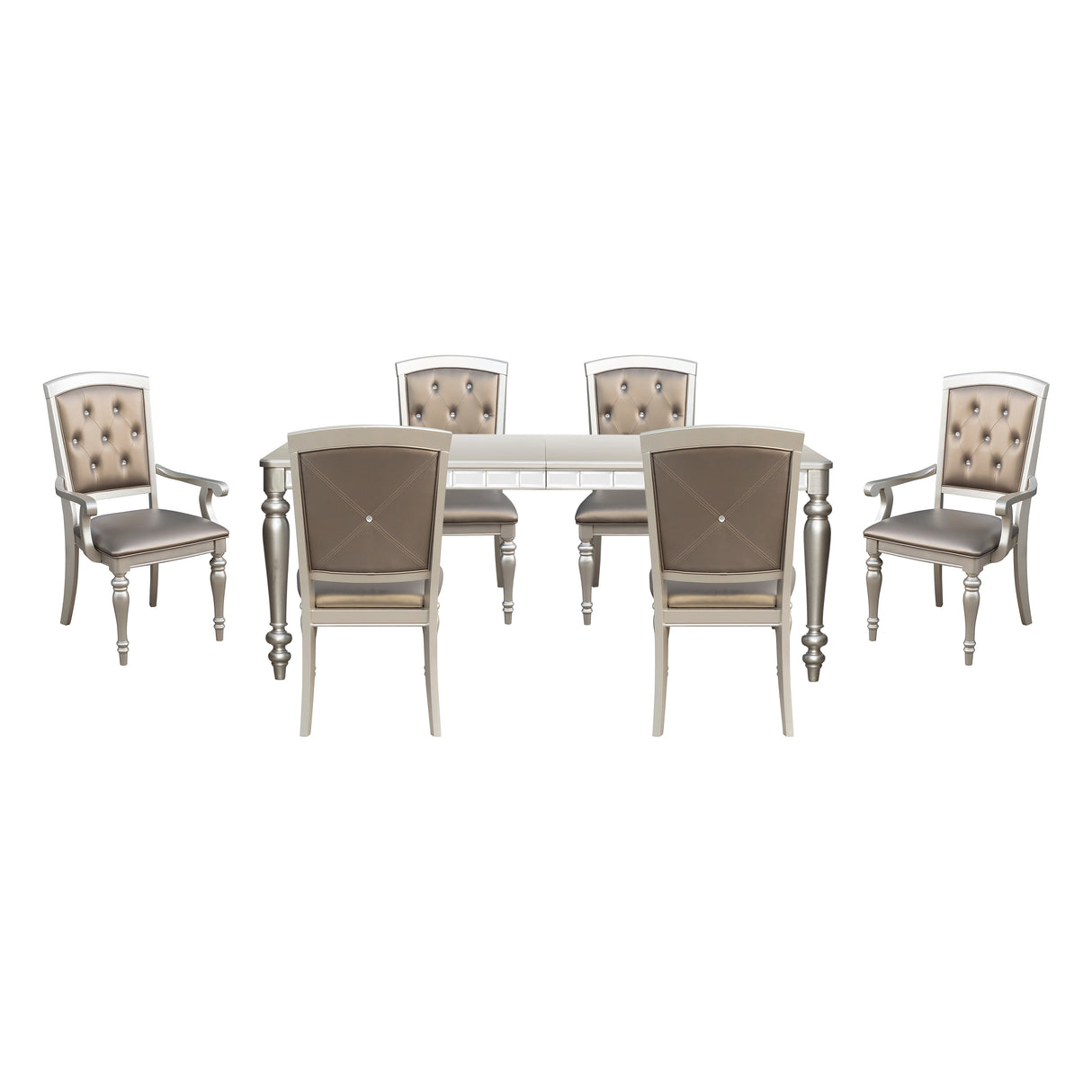 Orsina Silver Mirrored 7-Piece 96" Extendable Dining Set from Homelegance - Luna Furniture