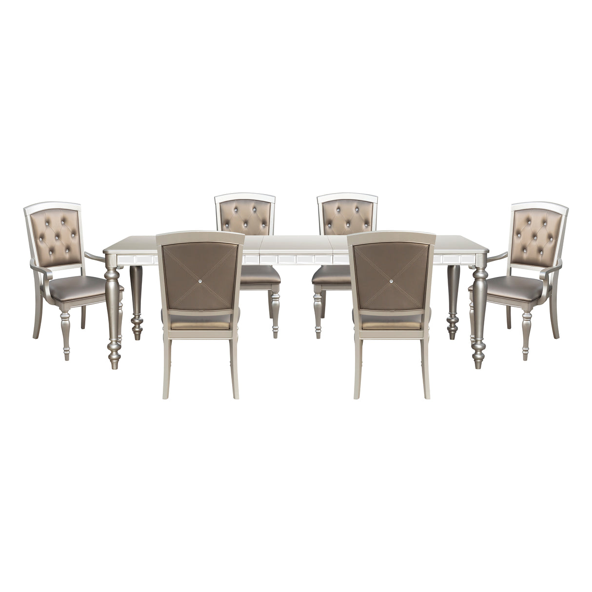 Orsina Silver Mirrored 7-Piece 96" Extendable Dining Set from Homelegance - Luna Furniture