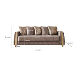 Florence Coffee Velvet Convertible Sofa, dimension chart with 88-inch width and sleeper measurements