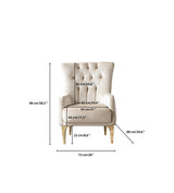 Florence Ivory accent chair, top view of tufted seat and wrapped back