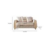Florence Ivory loveseat, rear view, ivory velvet back and gold legs