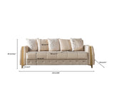 Florence Ivory chair, tufted ivory velvet with gold legs, front view