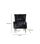 Florence Black Accent Chair dimensions, black tufted chair with measurements labeled