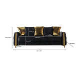 Florence Black sofa, open convertible mechanism with black velvet upholstery