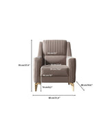 Sandra Coffee accent chair, rear view with gold legs and smooth upholstered back