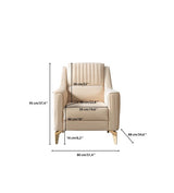 Sandra Ivory accent chair, dimensions shown, front view with measurements