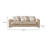 Sandra Ivory Living Room Set, sofa, loveseat and chair with coffee table, overhead view