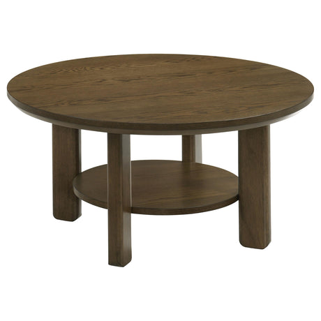 Ottowa Brown 36-inch Round Wood Cocktail Coffee Table from Coaster - Luna Furniture