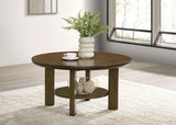 Ottowa Brown 36-inch Round Wood Cocktail Coffee Table from Coaster - Luna Furniture