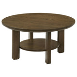 Ottowa Brown 36-inch Round Wood Cocktail Coffee Table from Coaster - Luna Furniture