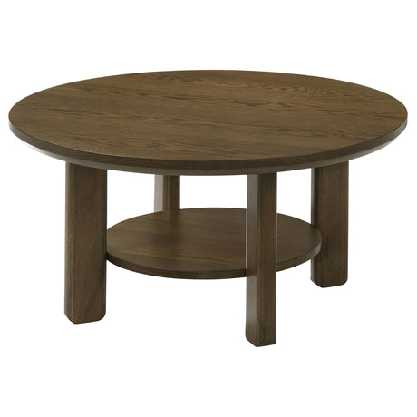 Ottowa Brown 36-inch Round Wood Cocktail Coffee Table from Coaster - Luna Furniture