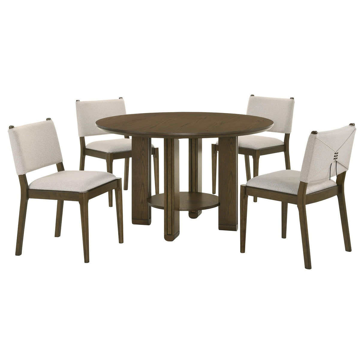 Ottowa Brown 5-Piece Round Wood Dining Room Table Set from Coaster - Luna Furniture