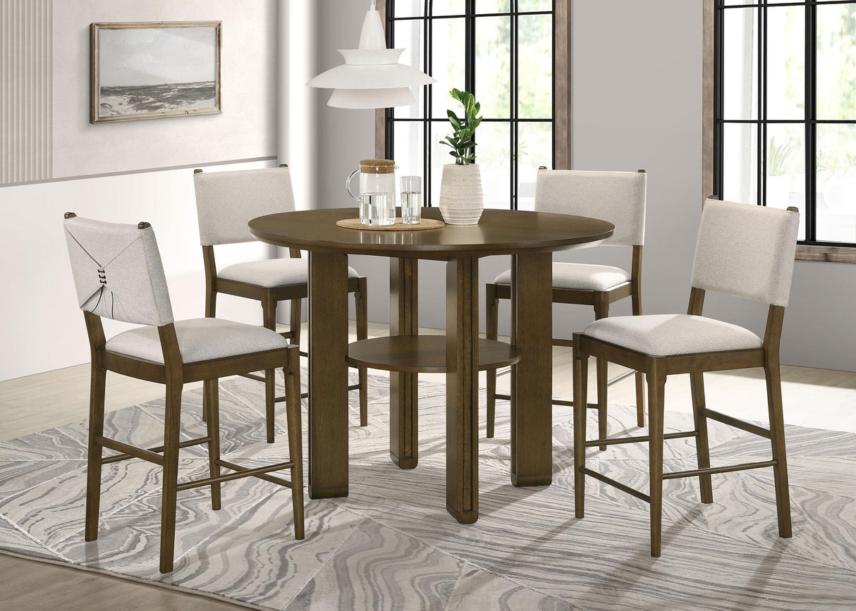 Ottowa Brown Round Wood Counter Height Dining Room Set from Coaster - Luna Furniture