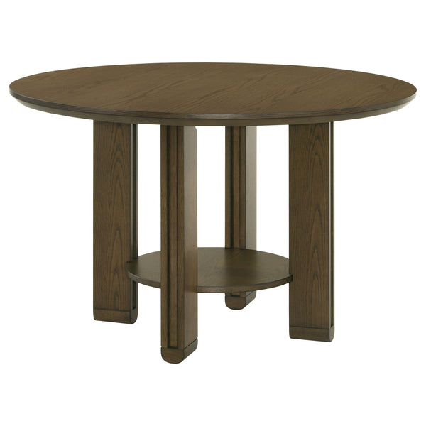 Ottowa Brown Round Wood Dining Table with Shelf