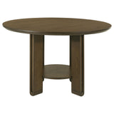 Ottowa Brown Round Wood Dining Table with Shelf from Coaster - Luna Furniture