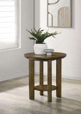 Ottowa Brown Round Wood Side End Table with Shelf from Coaster - Luna Furniture