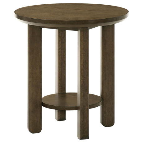 Ottowa Brown Round Wood Side End Table with Shelf from Coaster - Luna Furniture