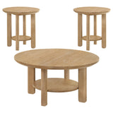 Ottowa Light Oak 3-Piece Round Wood Coffee Table Set from Coaster - Luna Furniture