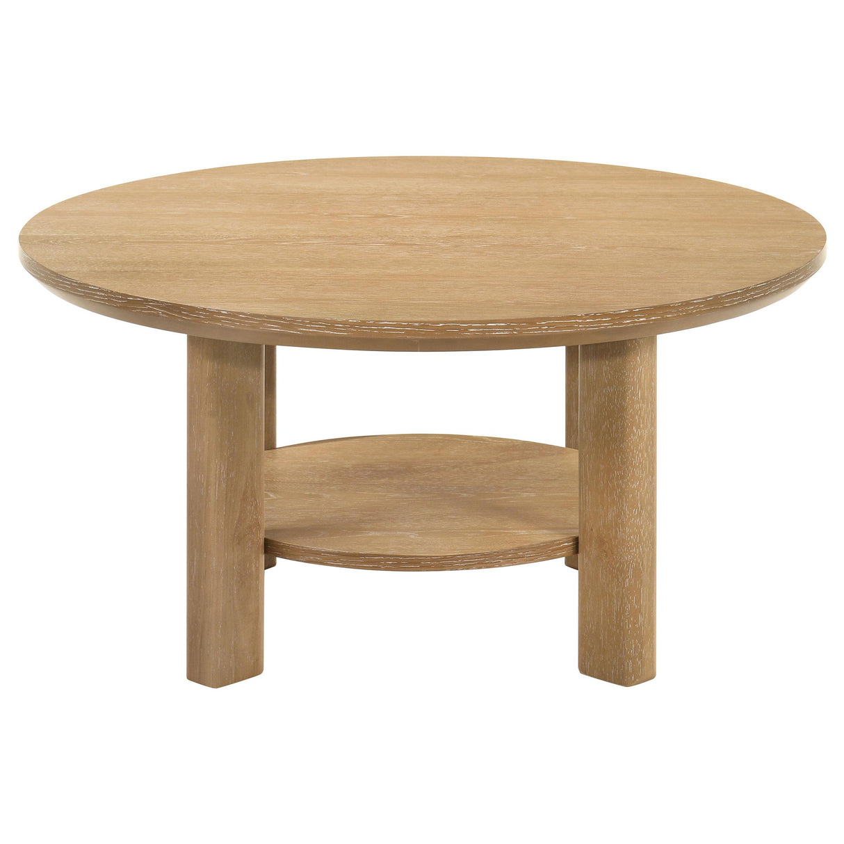 Ottowa Light Oak 36-inch Round Wood Cocktail Coffee Table from Coaster - Luna Furniture