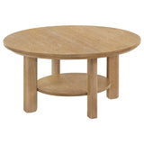 Ottowa Light Oak 36-inch Round Wood Cocktail Coffee Table from Coaster - Luna Furniture