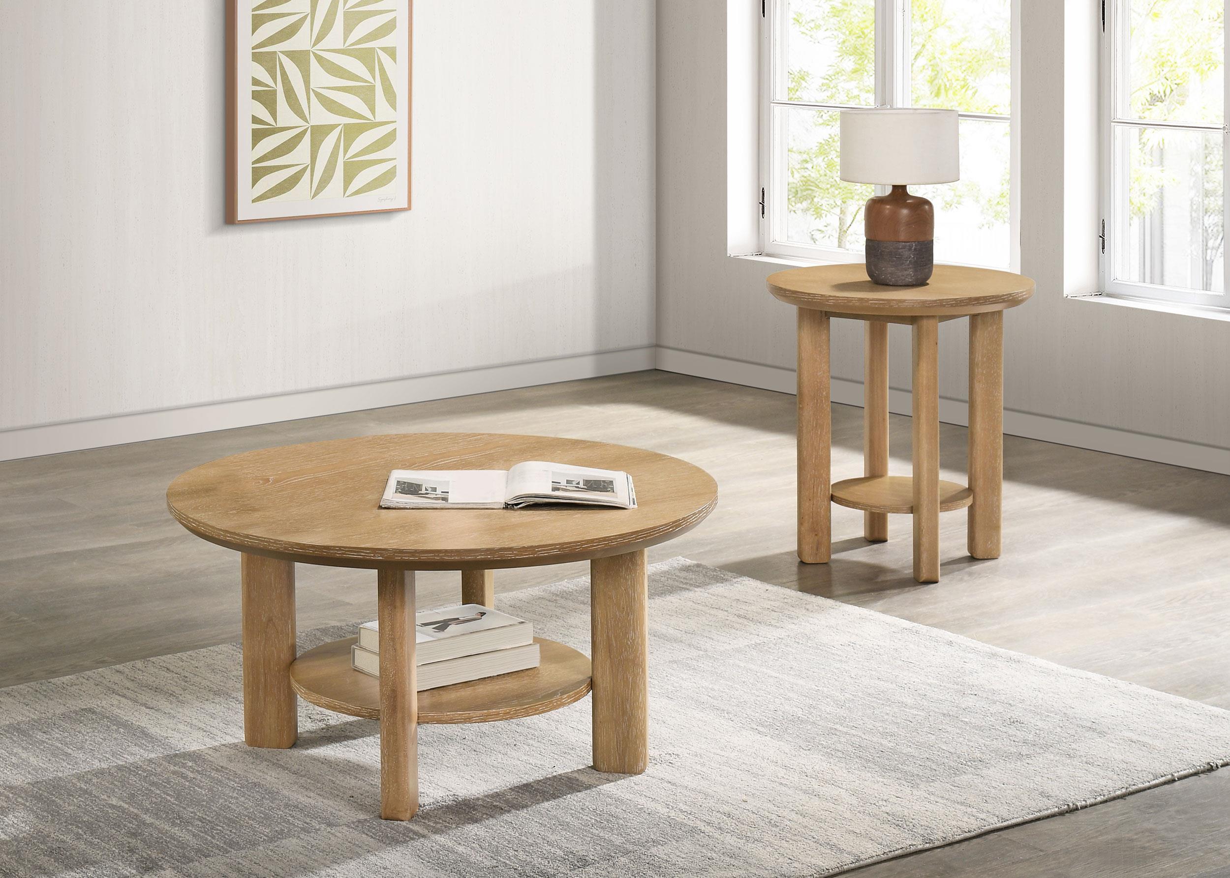 Coaster Ottowa Light Oak 36-inch Round Wood Cocktail Coffee Table